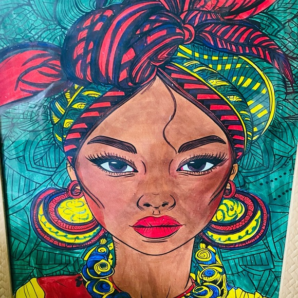 One of a kind. Signed, framed art. Mixed medium (acrylic & watercolor). - Picture 2 of 2